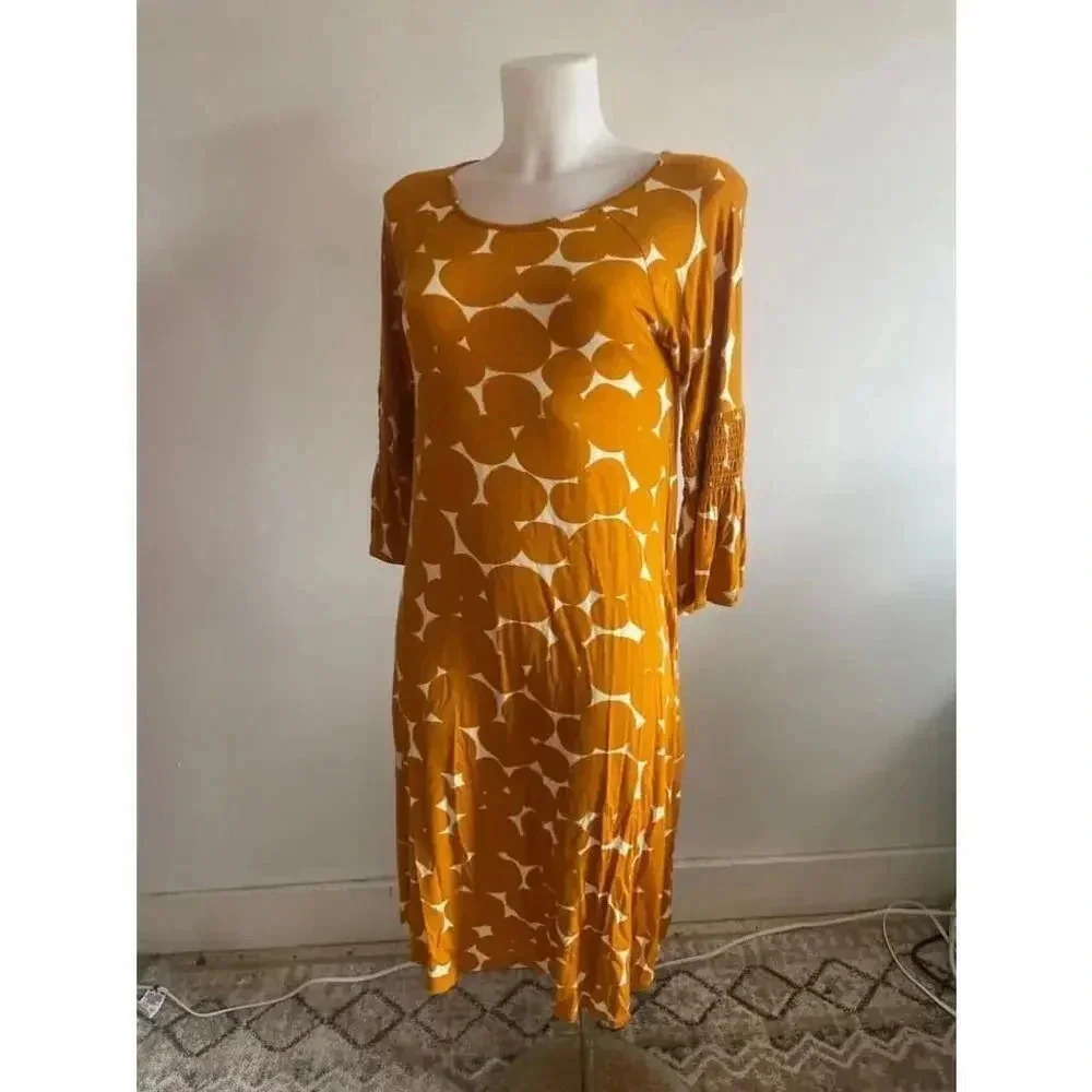 NWT Women's Agnes & Dora‎ Dress - Size S - Yellow Big Gold Fun Dot Walker